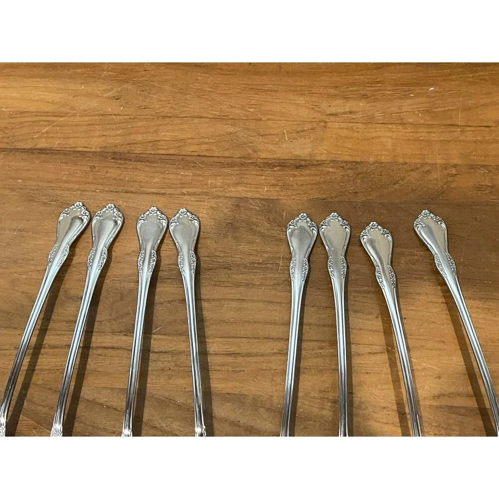 8 ONEIDA MANSFIELD long TEASPOONS